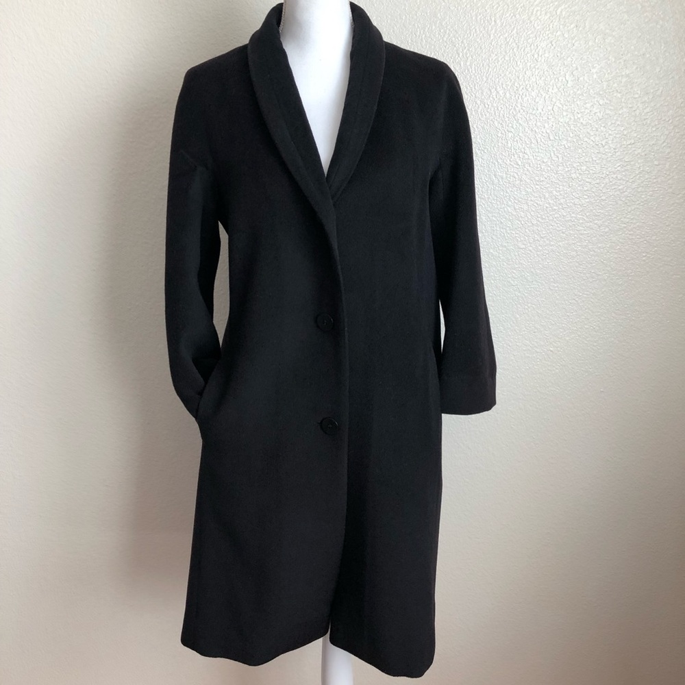 Max Mara Virgin Wool Cashmere black coat DRY-CLEANED jacket pockets buttons